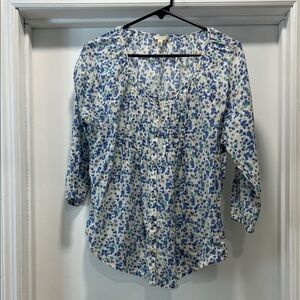 Sonoma Blue and White Floral Blouse